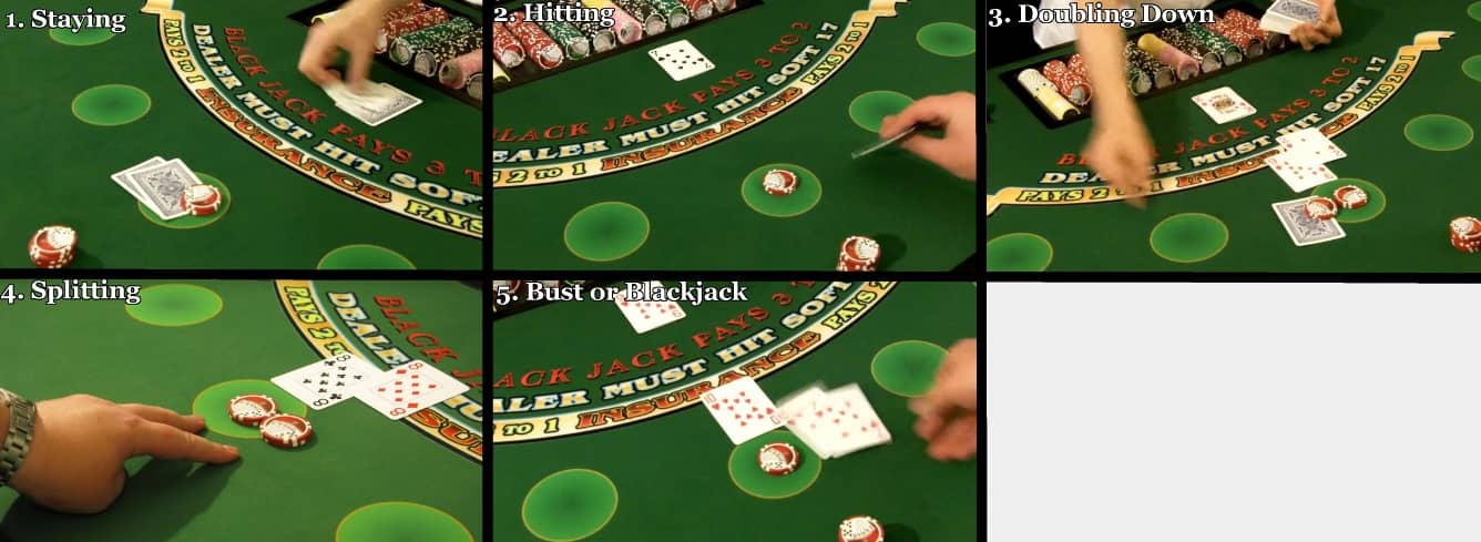 The hand signals for a handheld deck Жесты рук при одноколодном и двухколодном блэкджеке