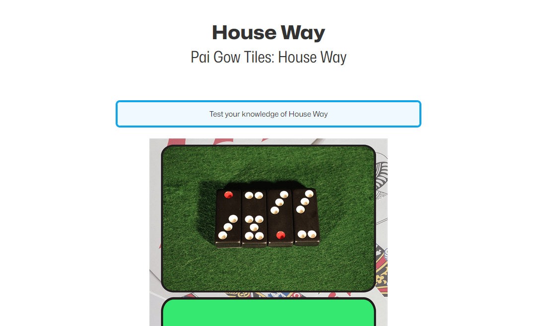 New Flashcards! Pai Gow Tiles: House Way