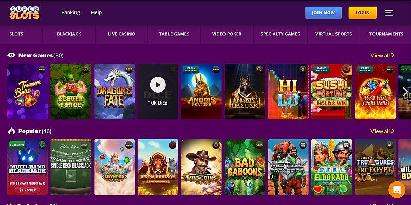 Super Slots Casino games