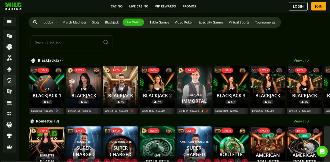 Screenshot of Wild Casino