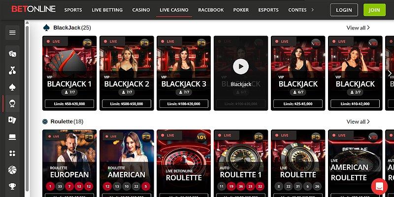 Screenshot of Bet Online