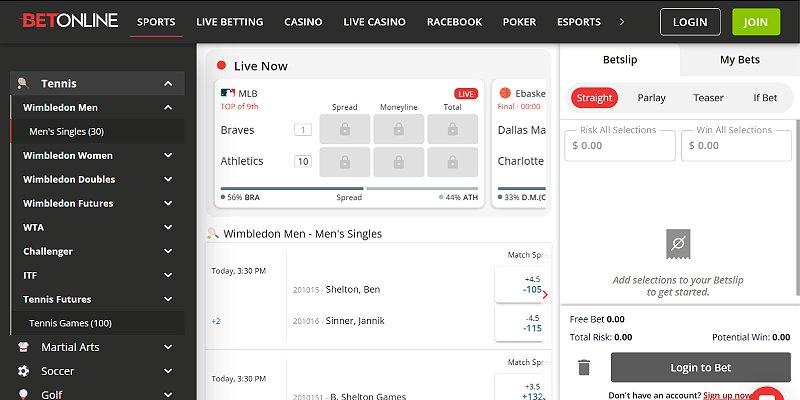 Screenshot of BetOnline