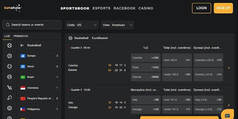 Screenshot of BetWhale