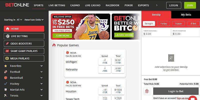 Screenshot of BetOnline