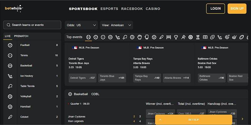 Screenshot of BetWhale