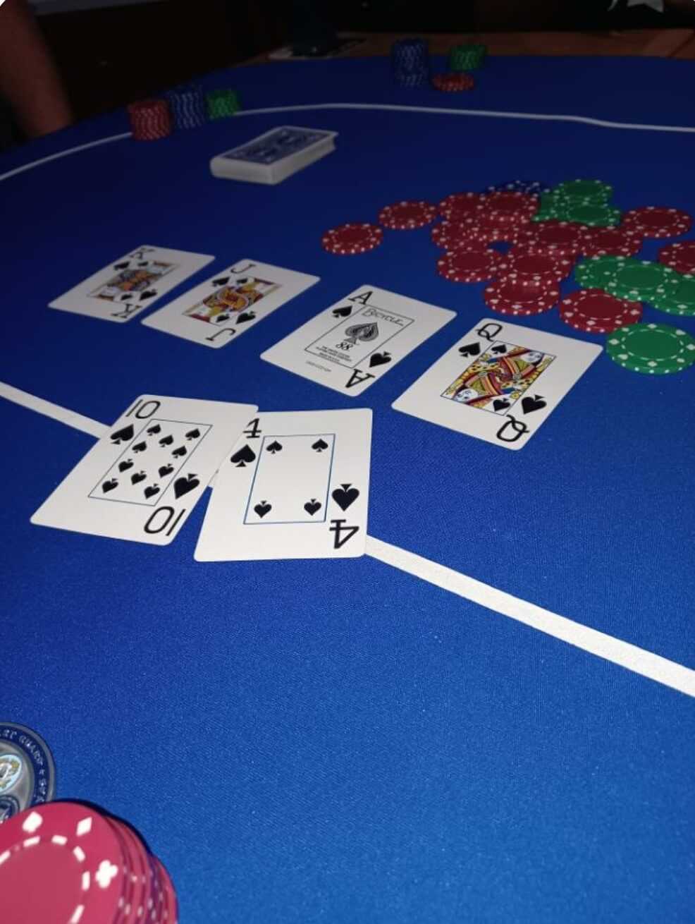 Cards and chips on a playing table