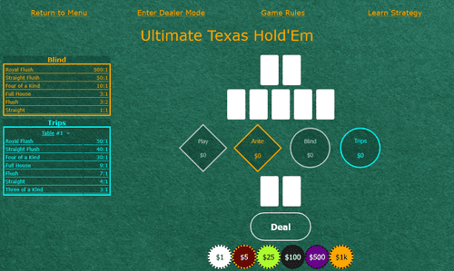 Free online practice for Ultimate Texas Hold'Em