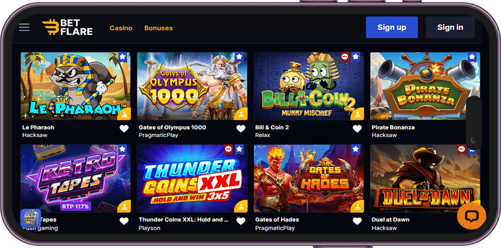 Screenshot of Betflare