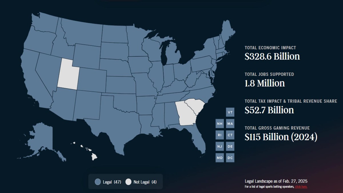Map of where it is legal to gamble