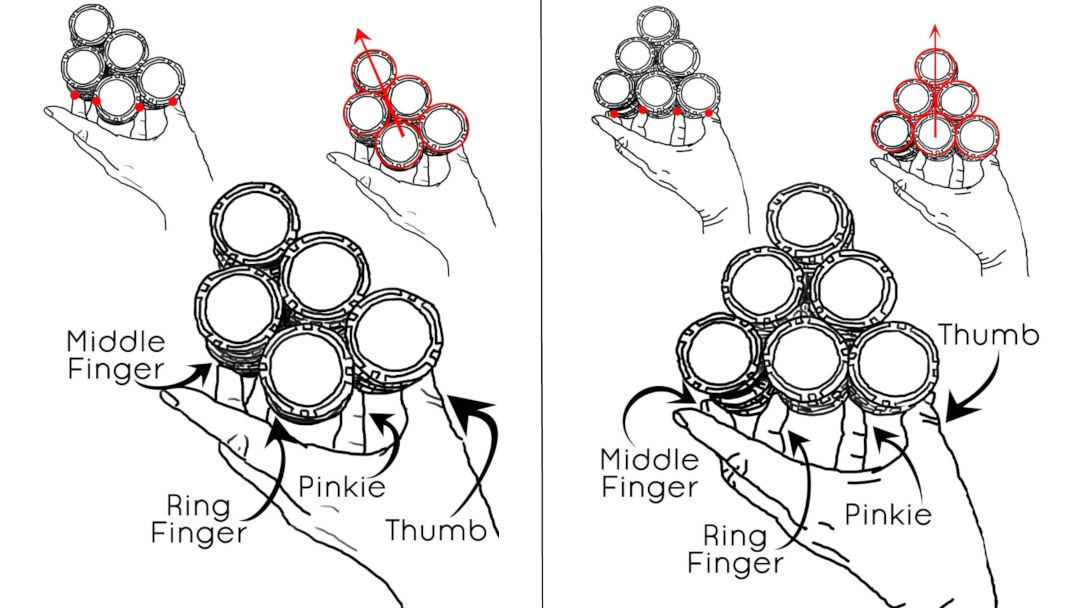 Pushing roulette chips in stacks of five