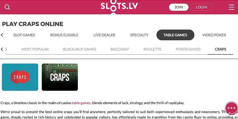 A Screenshot of Slots.lv
