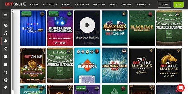 Screenshot of BetOnline Website