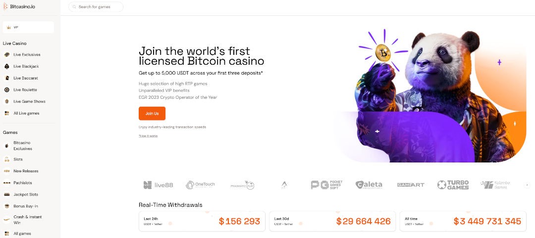 Screenshot of Bitcasino.io
