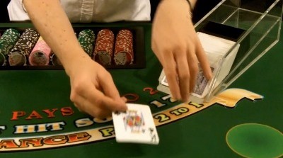The card is out of the shoe The card is out of the shoe