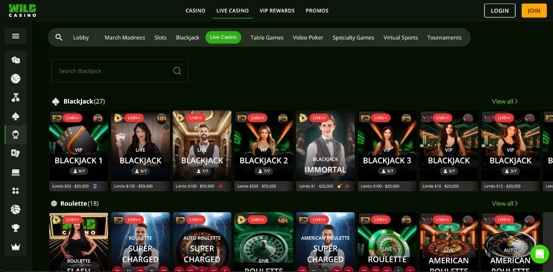 Screenshot of Wild Casino