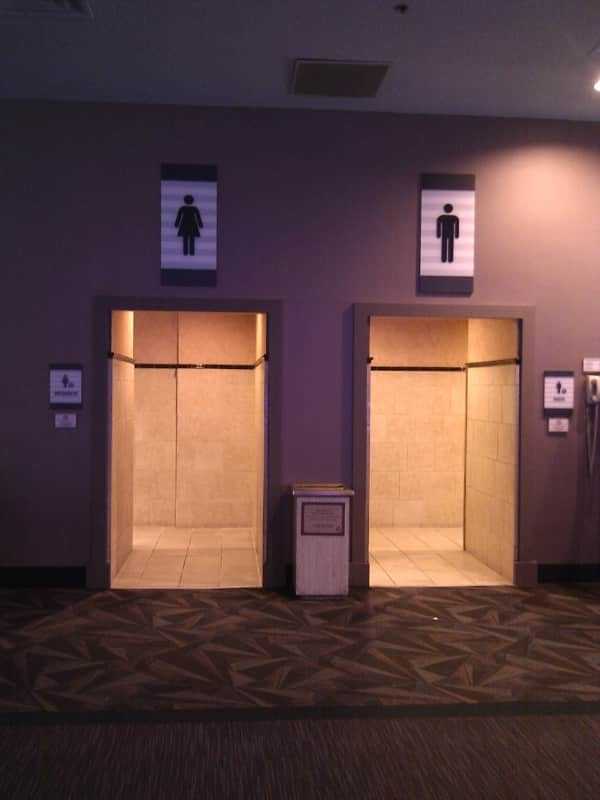 The bathrooms in a casino