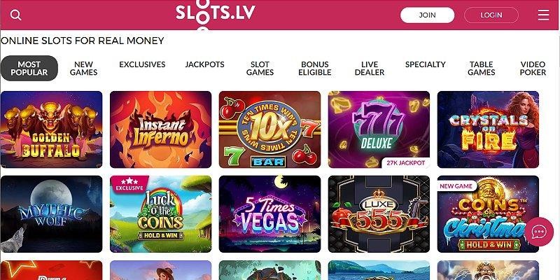 Screenshot of Slots.lv