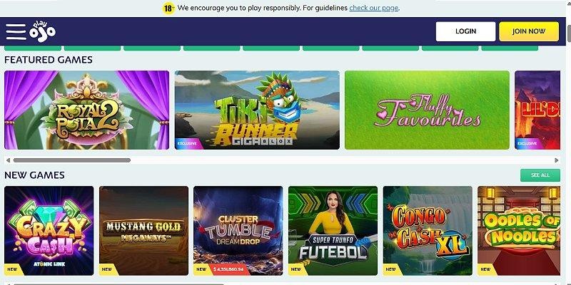 Screenshot of PlayOJO