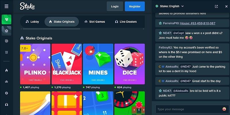 Screenshot of Stake Website