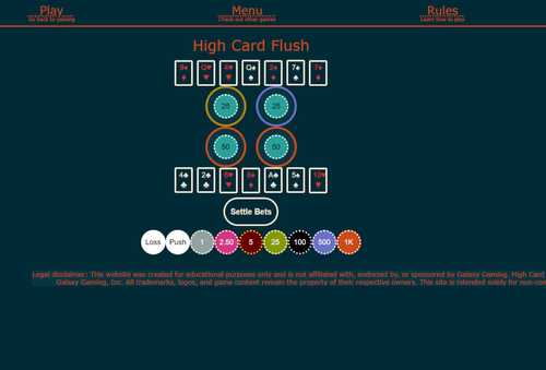 Free online practice for High Card Flush