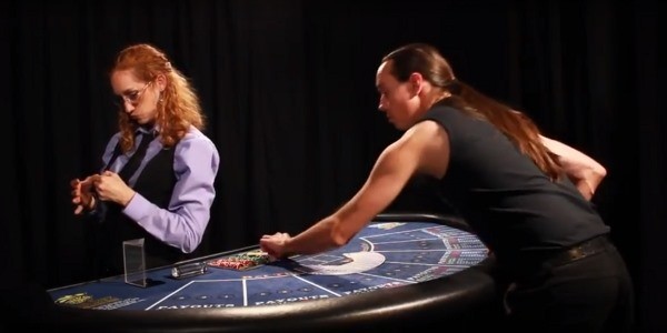 The player is stealing chips from the table The player is stealing chips from the table