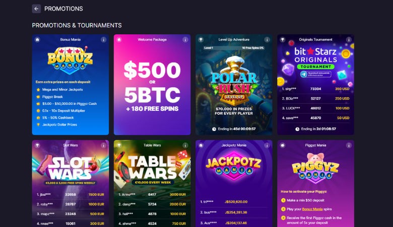 Screenshot of BitStarz