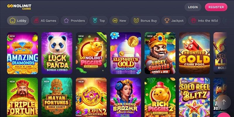 Screenshot of the NoLimit Coins Website