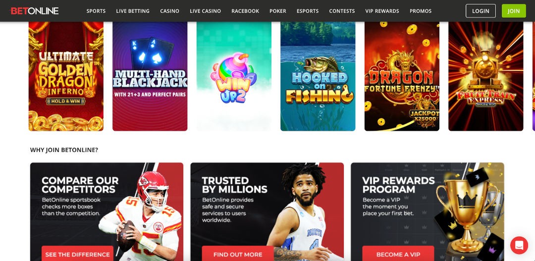 Screenshot of Bet Online