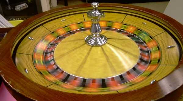 A spinning roulette wheel