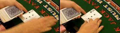 The dealer uses the middle finger to flip the card
