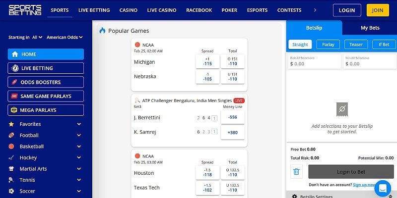 Screenshot of Sportsbetting.ag